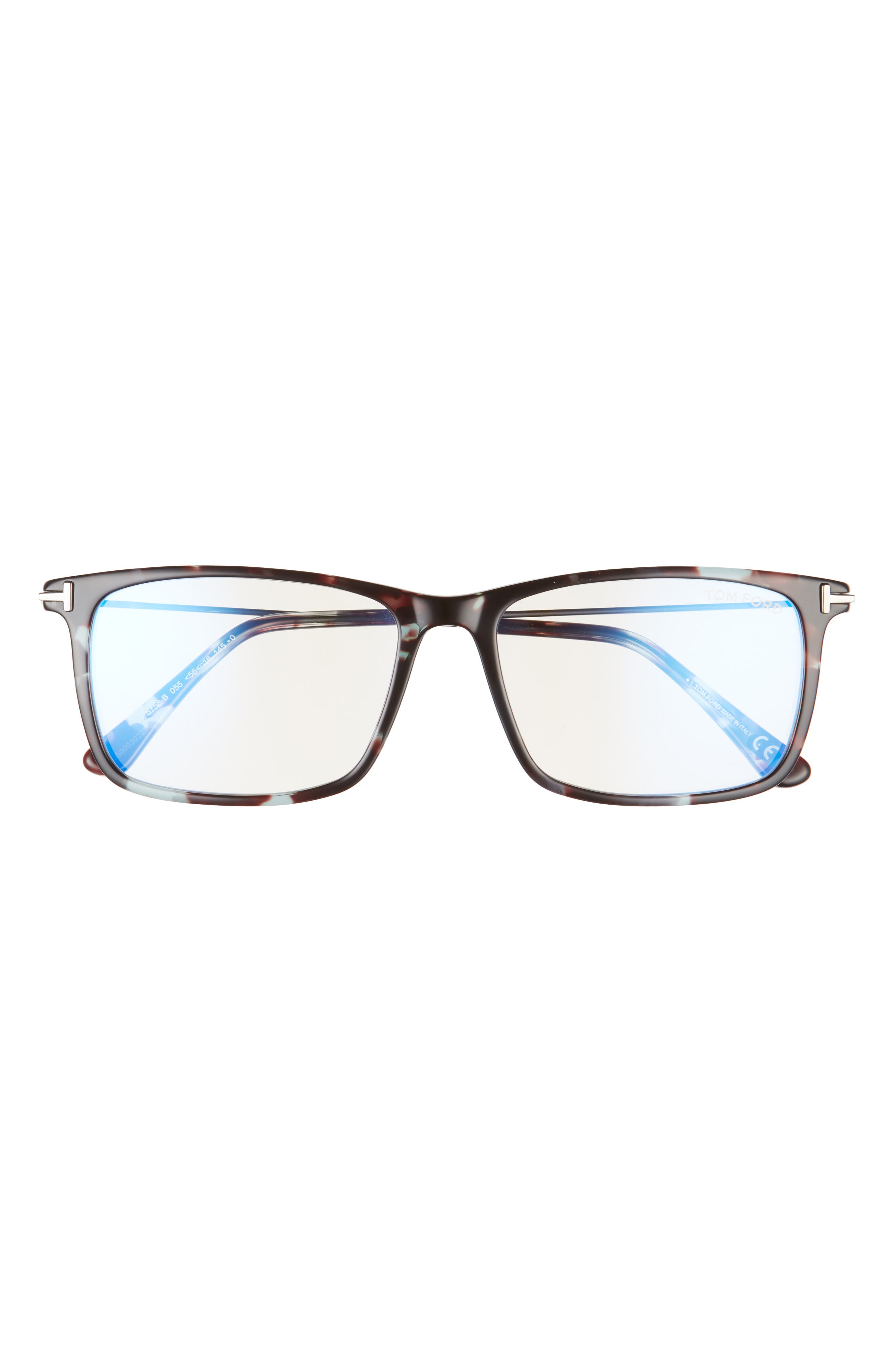 TOM FORD 56mm Rectangular Blue Light Blocking Reading Glasses in Shiny Dark  Teal Havana | Smart Closet