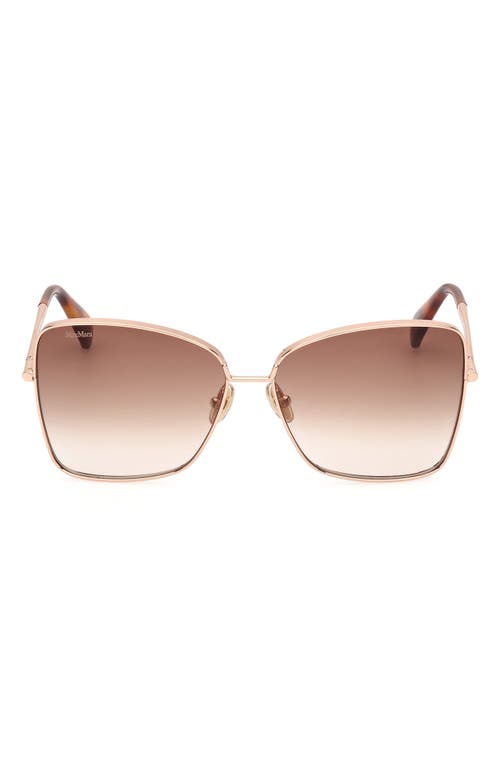 Max Mara Menton1 59mm Sunglasses in Shiny Rose Gold /Brown at Nordstrom