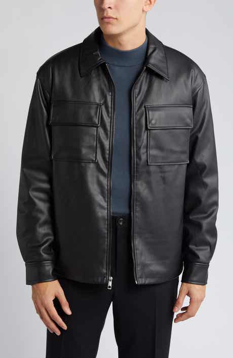Cole Haan Collared Open Bottom Faux Leather Jacket Nordstromrack