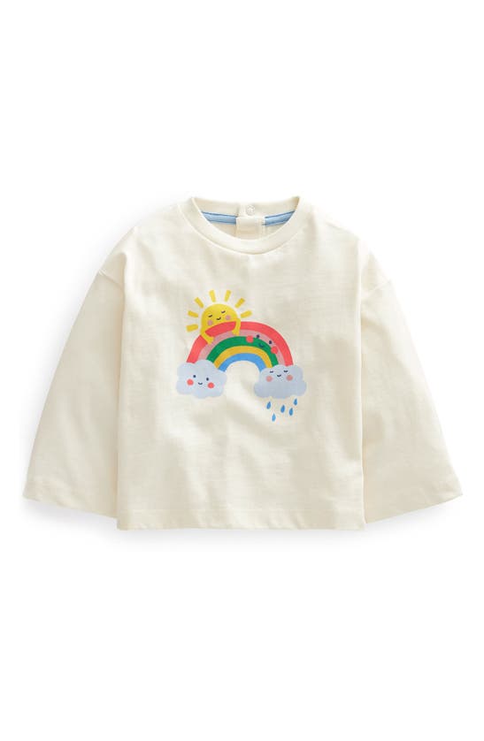 Mini Boden Babies' Rainbow Long Sleeve Cotton Graphic Tee In Ivory Rainbow