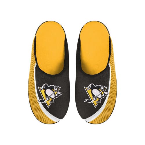 Men's FOCO Pittsburgh Penguins Big Logo Color Edge Slippers in Yellow