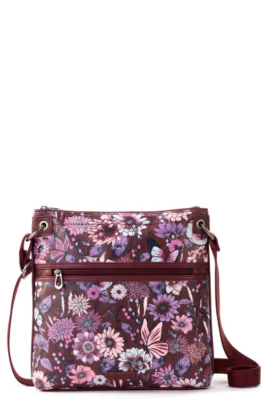 Sakroots Artist Circle Crossbody Bag In Cabernet In Bloom