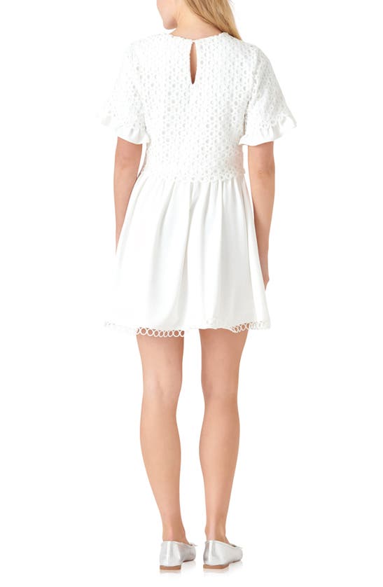 Shop English Factory Mixed Media Circle Trim Dress In White