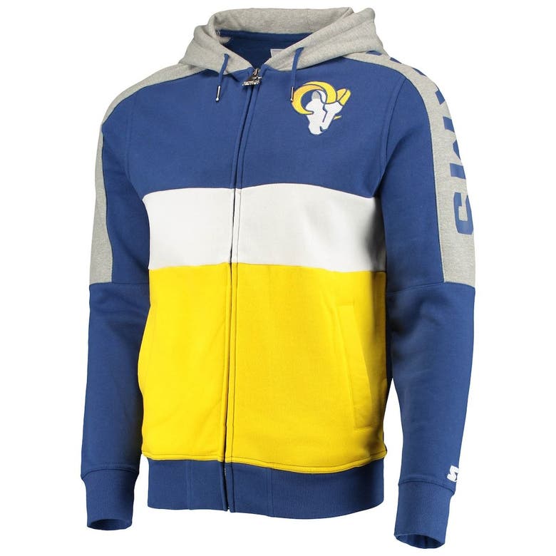 Men's Starter Royal Los Angeles Rams Domestic Post Season Full-Zip Hoodie Size: Large