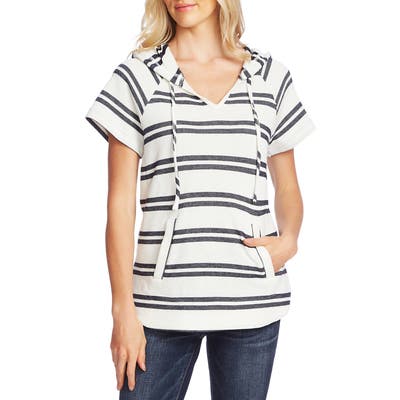 Vince Camuto Stripe Pique Pullover Hoodie, Blue
