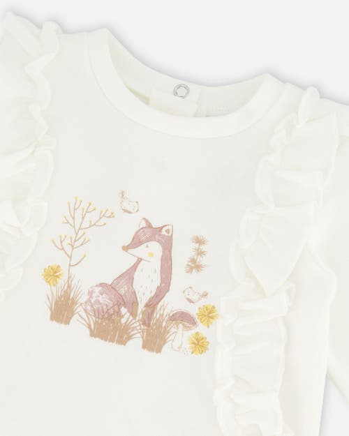 Shop Deux Par Deux Baby Girl's Organic Cotton Top And Printed Leggings Set White And Cinnamon In Printed Tan Flowers