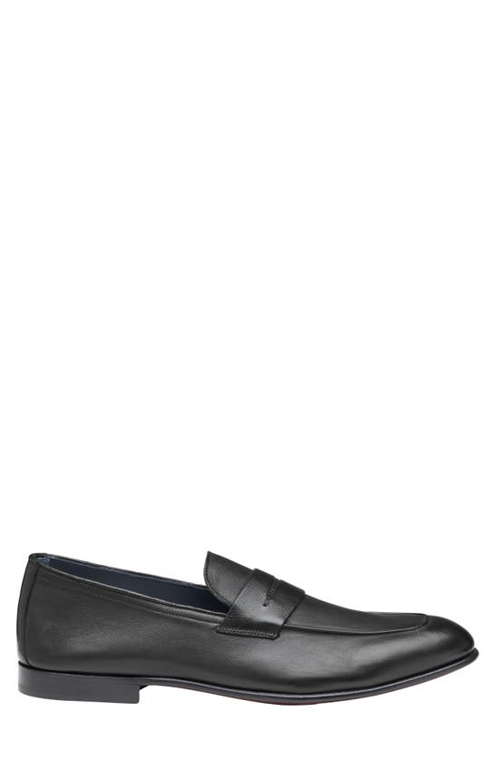 Shop Johnston & Murphy Collection Taylor Moc Toe Penny Loafer In Black Italian Calfskin