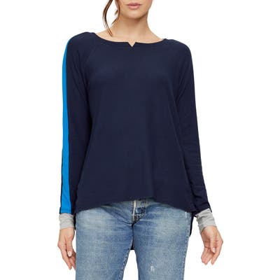 Michael Stars Kim Madison Sleeve Stripe Long Sleeve Tee, Black