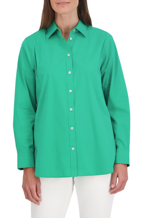 Oversize Cotton Blend Button-Up Shirt in Kelly Green