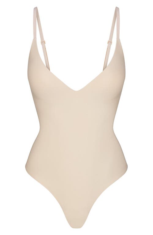 Shop Skims Super Push-up Thong Bodysuit In Clay