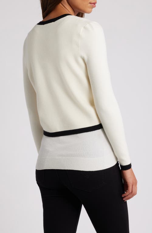 Shop Zoe And Claire Contrast Trim Cardigan In Cream