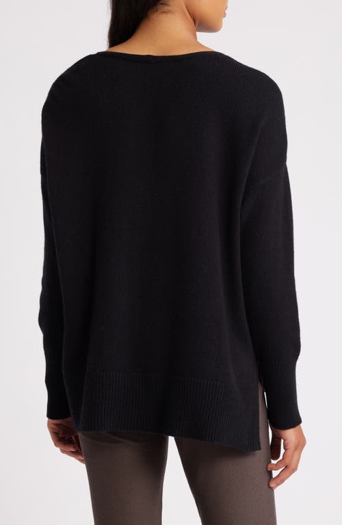 Shop Eileen Fisher V-neck Organic Cotton & Recycled Cashmere Blend Sweater In Black