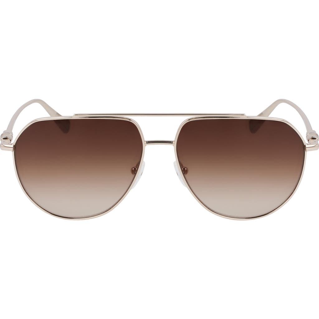 Longchamp Roseau 57mm Gradient Aviator Sunglasses In Gold
