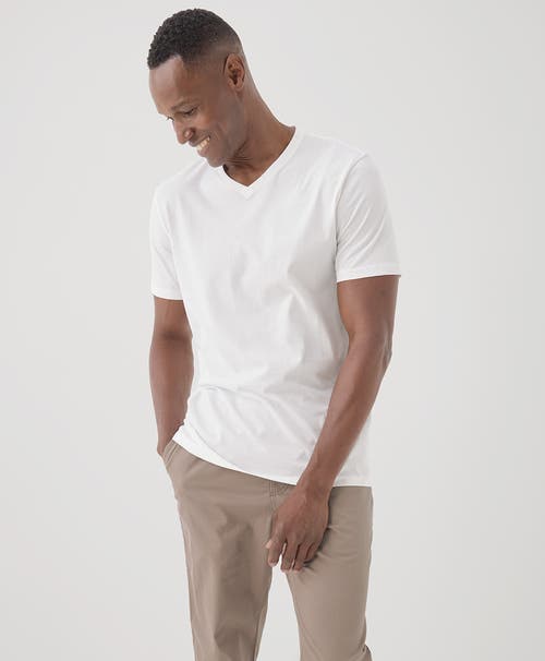 Pact Organic Softspun V-neck Tee In White