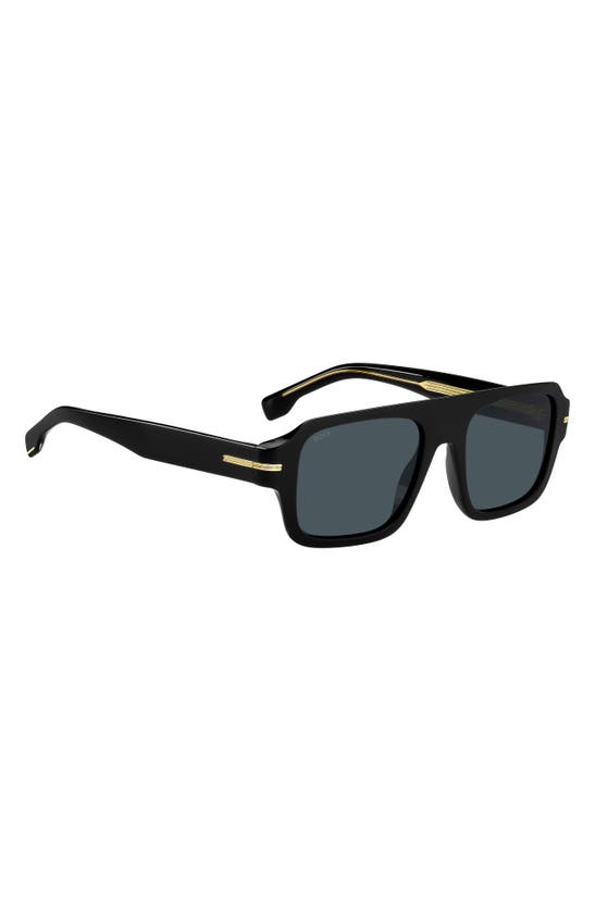Hugo Boss 53mm Flat Top Sunglasses In Black
