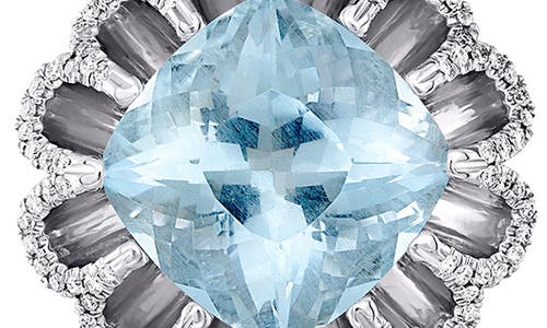 Mindi Mond Floating Aquamarine & Diamond Drop Earrings In White/diamond/aquamarine