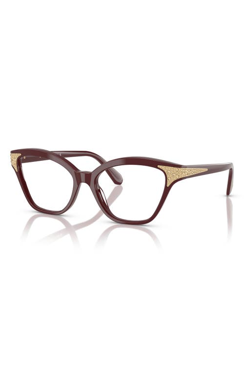Swarovski 54mm Cat Eye Optical Glasses In Burgundy