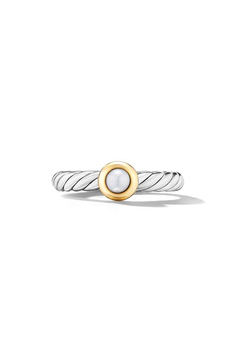 Petite Cable Ring in Sterling Silver with 14K Yellow Gold