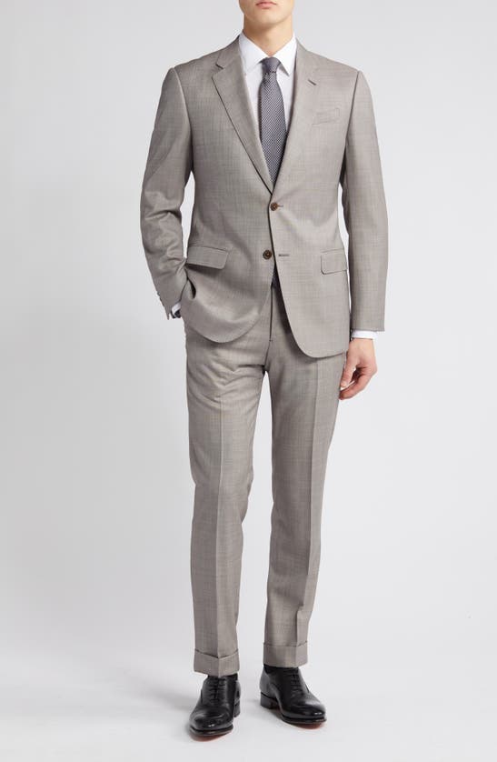 Emporio Armani G Line Brown Mélange Wool Suit In Light Brown