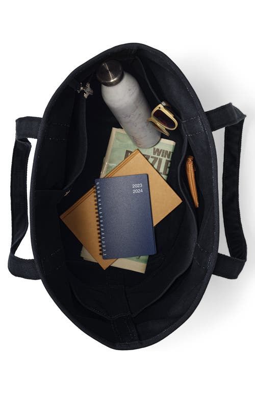 Lands' End Open Top Long Handle Canvas Tote Bag In Black/black