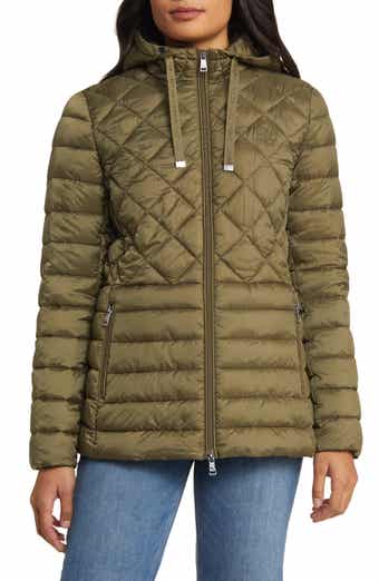 Lauren Ralph Lauren Quilted Houndstooth Jacket with Faux Shearling Collar in Box Houndstooth