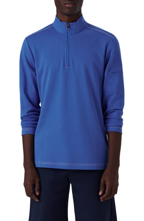 Bugatchi Quarter Zip Knit Pullover Classic Blue at Nordstrom,
