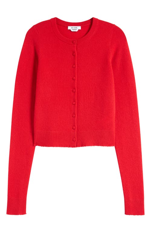 Shop Re/done Cashmere Crewneck Cardigan In Fire