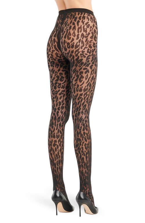 Wolford Josey Leopard Pattern Tights In Black/black