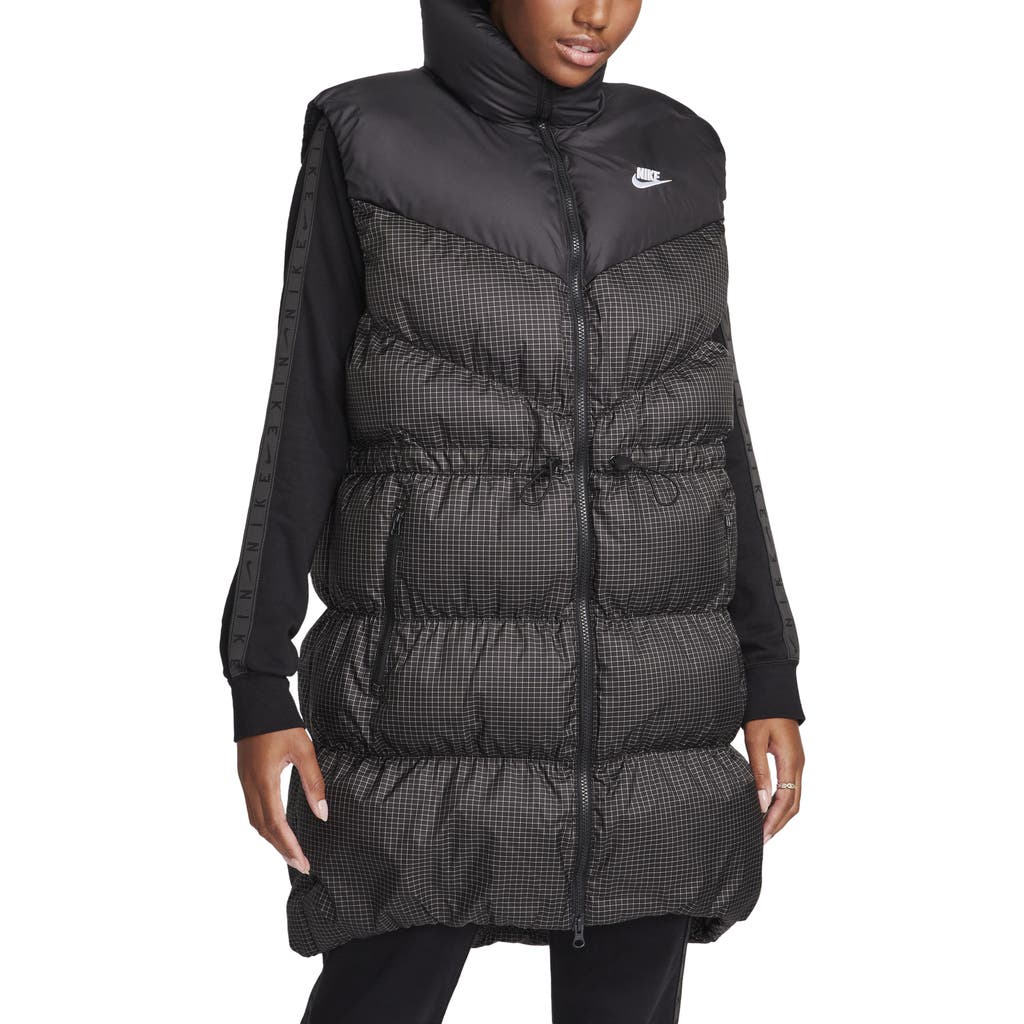 Nike Sportswear Windpuffer Therma-fit Long Puffer Vest In Black