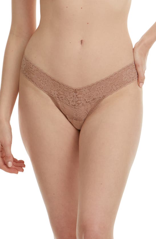 Hanky Panky Signature Lace Low-rise Stretch-jersey Thong In Taupe