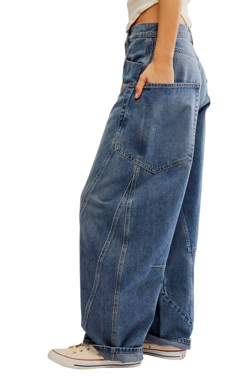 Shop Free People Sugar & Spice Barrel Leg Jeans In Beatrix Indigo