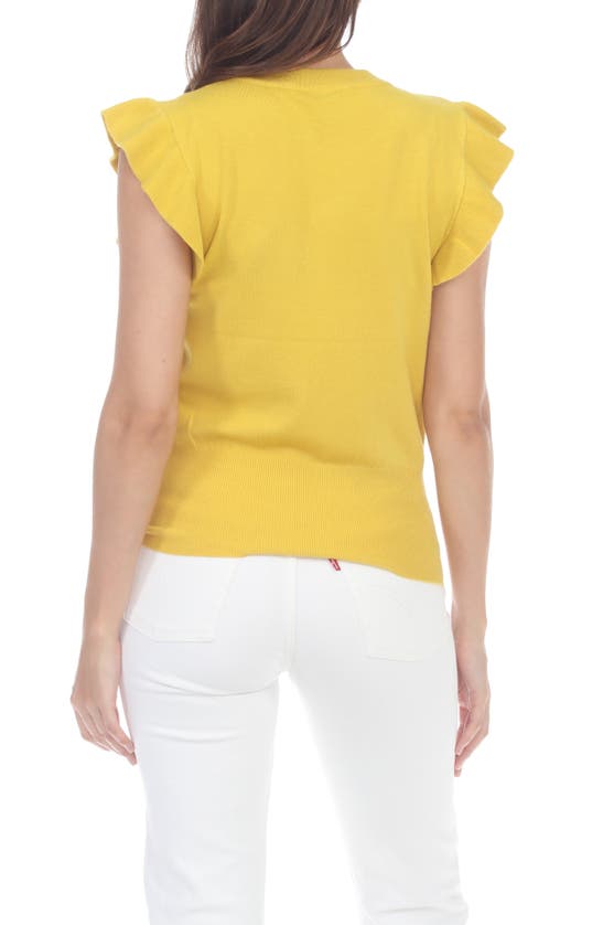 Rain Flutter Sleeve Sweater Top In Yellow