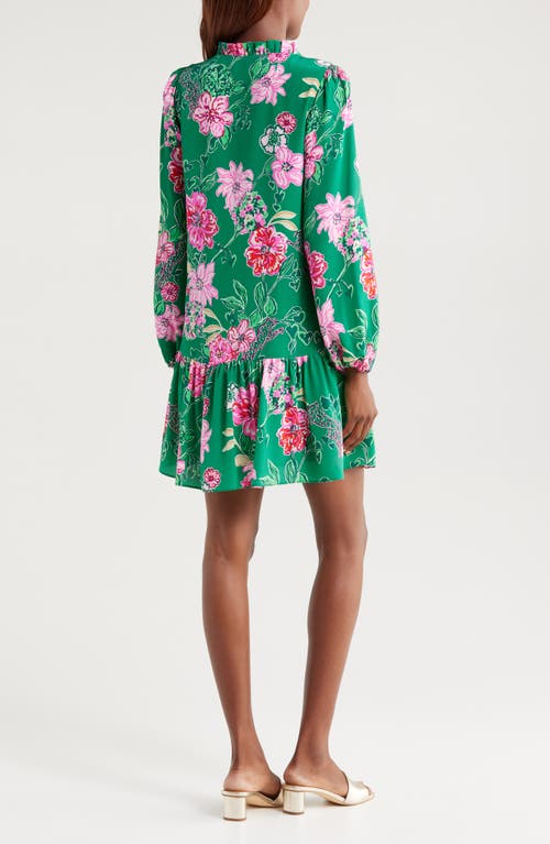 Lilly Pulitzer ® Evaline Floral Print Long Sleeve Silk Dress In Green Multi