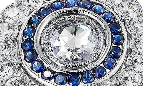 Lafonn Created Sapphire & Simulated Diamond Double Halo Ring In White/sapphire