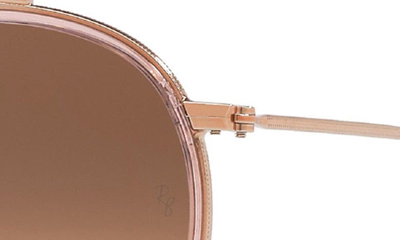 Ray Ban Rb3647 51mm Iconic Round Aviator Sunglasses In Light Pink