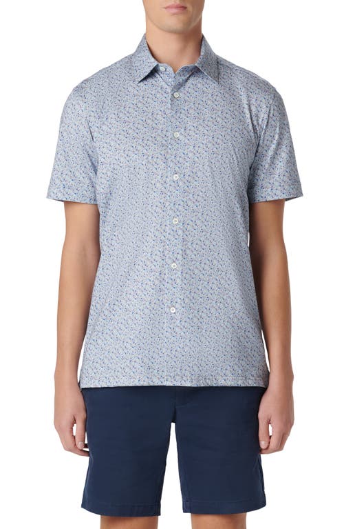 Bugatchi Milo OoohCotton Guitar Print Short Sleeve Button-Up Shirt Air Blue at Nordstrom,