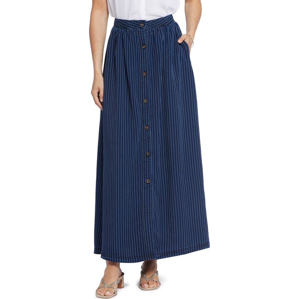 Nydj Womens Pinstripe Tencel Maxi Skirt In Dark Ocean