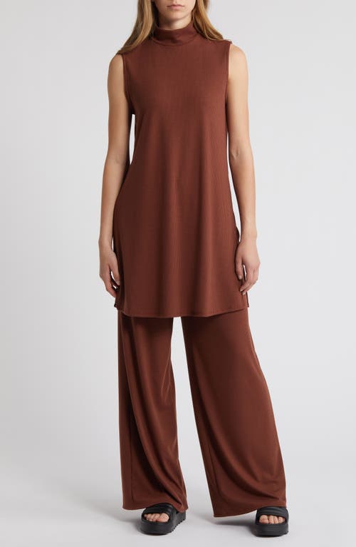 Dressed in Lala Gigi Rib Sleeveless Top & Wide Leg Pants in Brown at Nordstrom, Size Medium