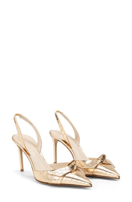 Alexandre Birman Clarita Croc Embossed Pointed Toe Slingback Pump Argento at Nordstrom,