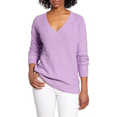Caslon V-Neck Cotton Pique Sweater