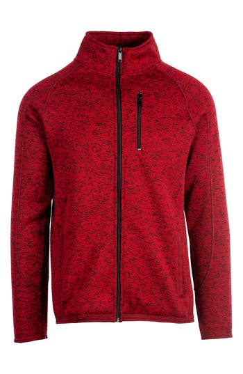 Burnside Knit Sweater Jacket In Heather Red