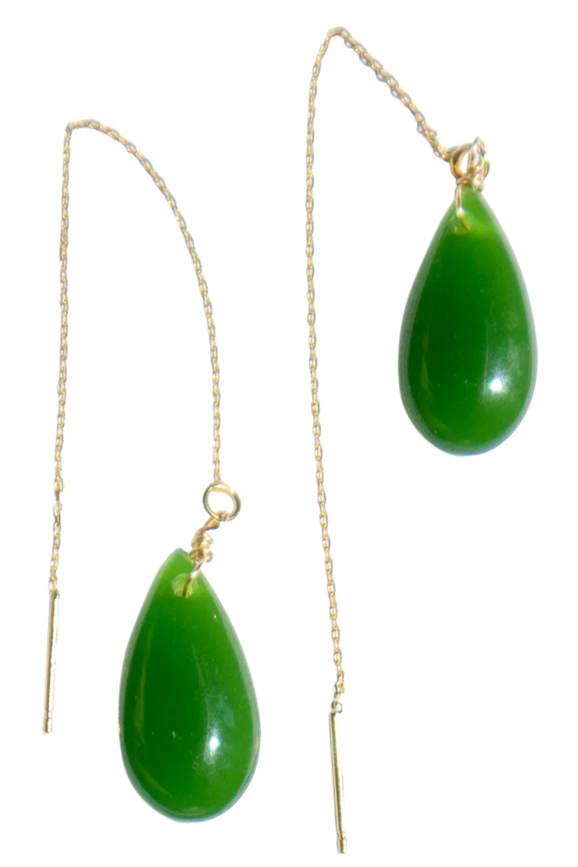 seree Waterdrop Lab jade drop earrings in Bright Green Cover