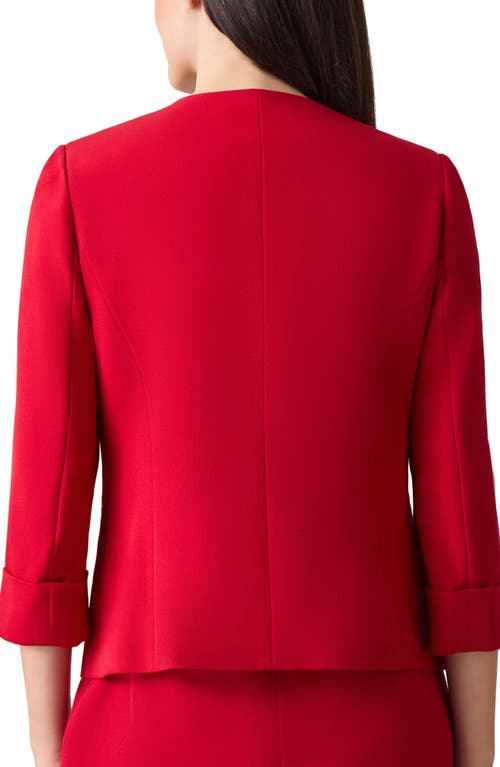 Kasper Rolled Cuff Knit Blazer In Fire Red