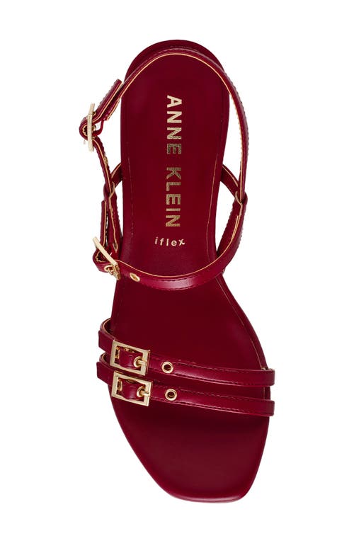 Anne Klein Women's Mackenzie Strappy Buckle Block Heel Dress Sandals In Dark Red Smooth