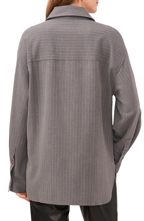 Vince Camuto Pinstripe Oversize Shirt Jacket In Steel Heather