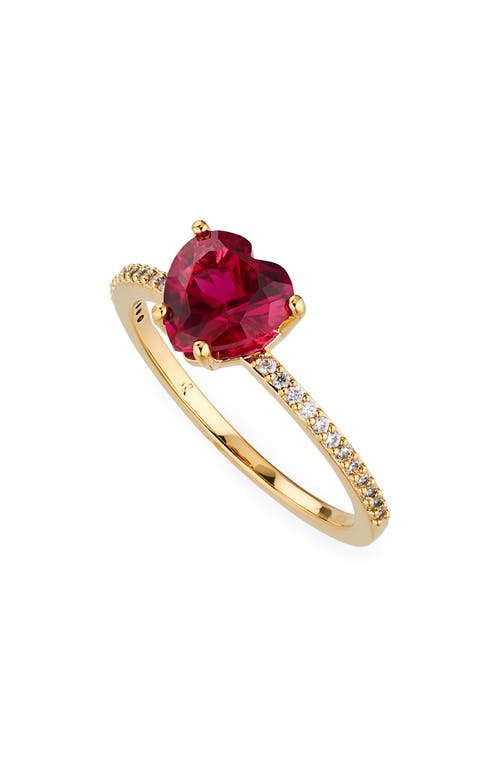 Nadri Modern Love Heart Ring in Gold With Dark Pink