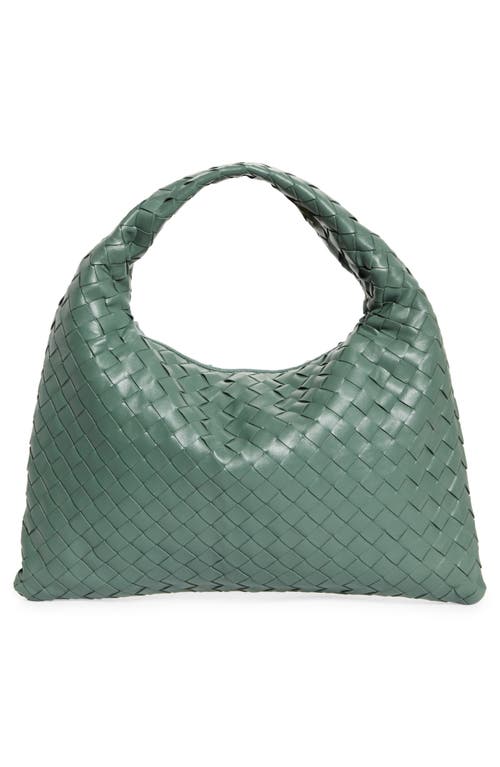 Shop Bottega Veneta Small Hop Hobo Bag In Aloe/brass