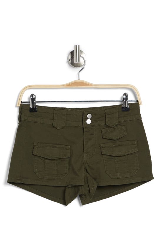 Ptcl Low Rise Denim Shorts In Olive