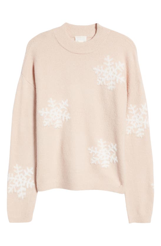 Caslon Snowflake Mock Neck Sweater In Pink Smoke- Ivory Snowflake
