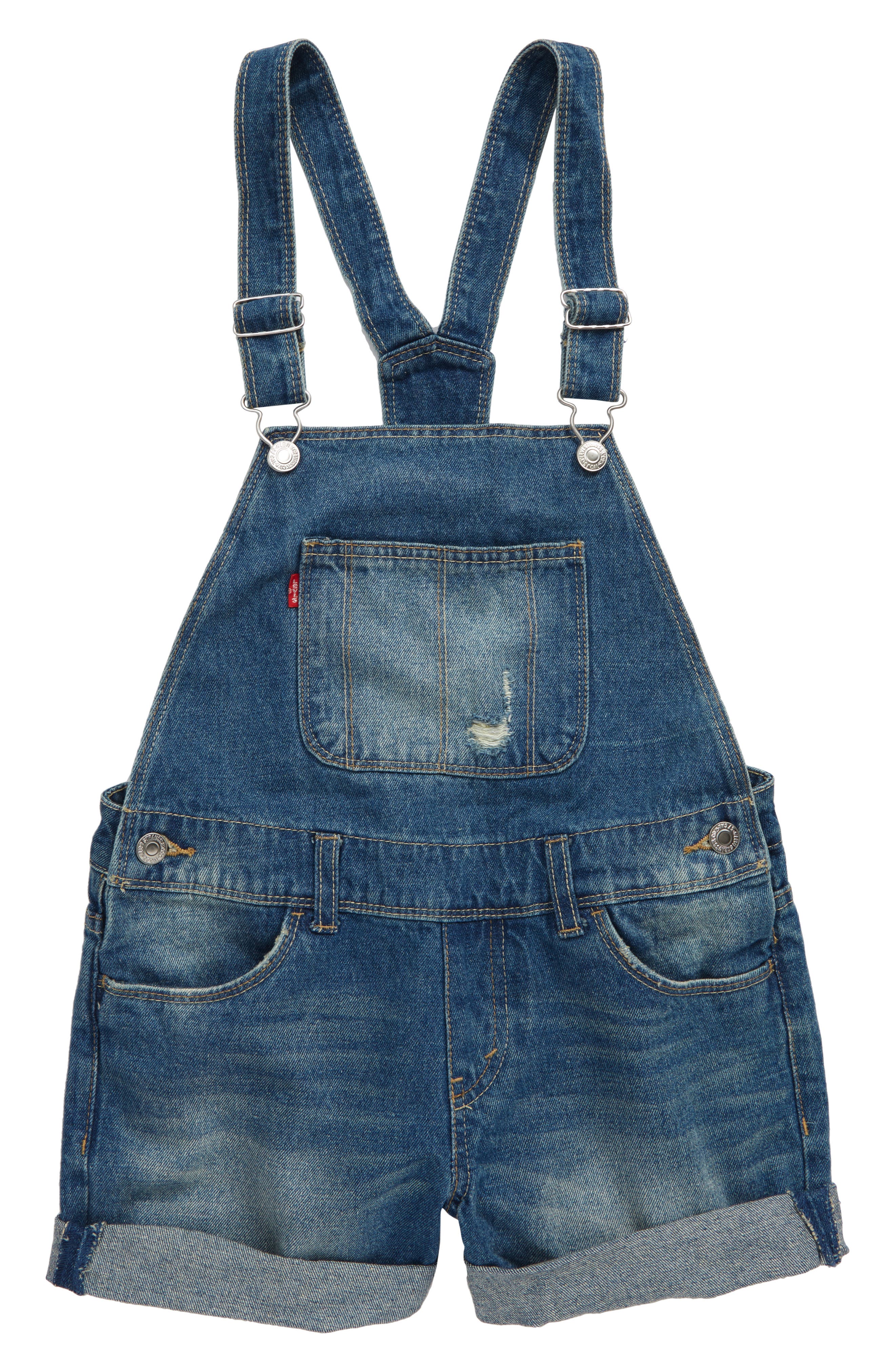 UPC 617845746675 product image for Girl's Levi's Denim Shortalls, Size 12 - Blue | upcitemdb.com